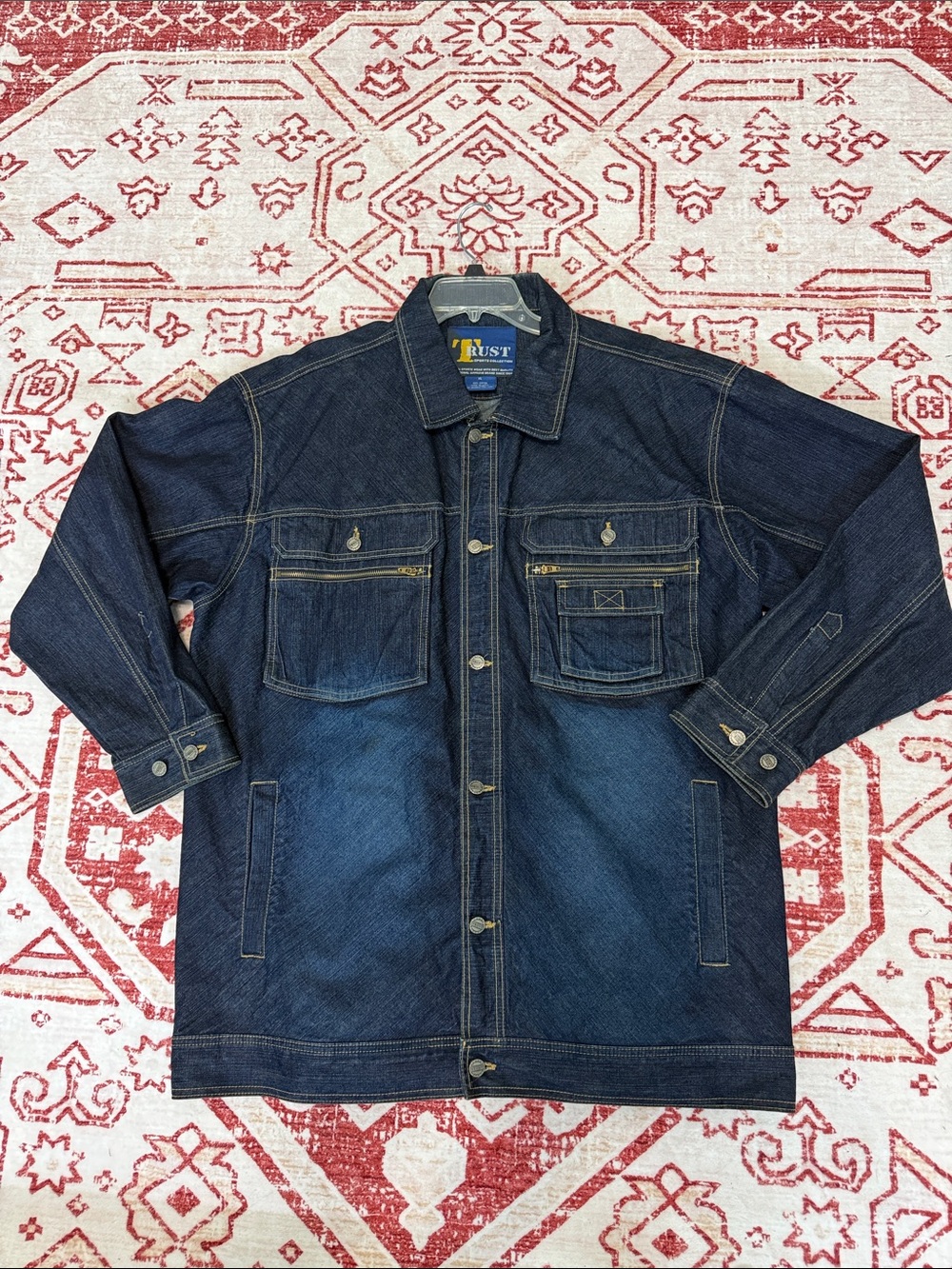 Trust Sports Collection Denim Blue Jean Jacket Button Mens XL
